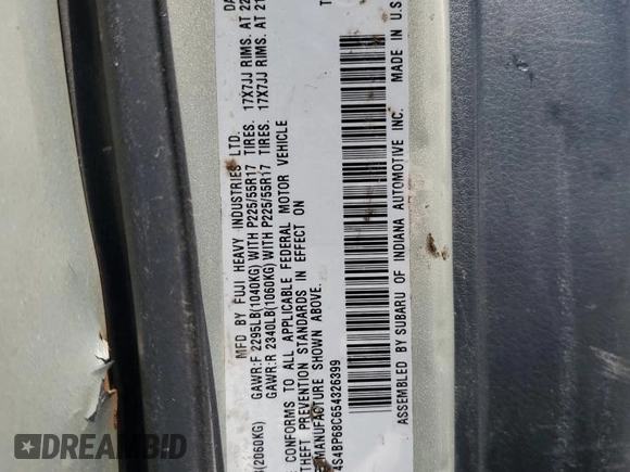 2005 Subaru Legacy Outback XT with VIN 4S4BP68C654326399, listed as a Copart auction lot 73983284 with Not provided miles and Salvage title. Bid and sale history available at DreamBid. Image 14.
