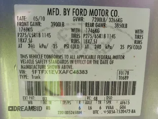2010 Ford F-150 XL with VIN 1FTFX1EVXAFC48383, listed as a IAAI auction lot 42420396 with 230,317 mi miles and . Bid and sale history available at DreamBid. Image 9.