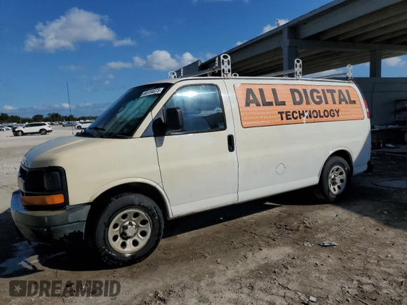2013 Chevrolet Express Cargo Van with VIN 1GCSGAFXXD1160031, listed as a Copart auction lot 44134075 with 200,794 mi miles and Clean Title. Bid and sale history available at carsss.com. Image 1.