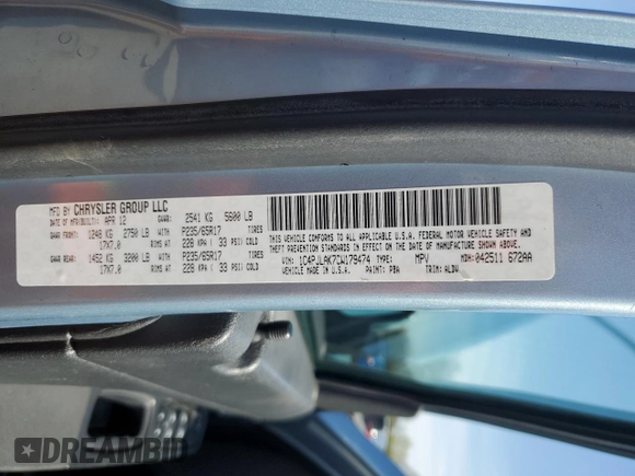 2012 Jeep Liberty Sport with VIN 1C4PJLAK7CW179474, listed as a Copart auction lot 54071285 with 130,312 mi miles and Salvage Title. Bid and sale history available at DreamBid. Image 13.