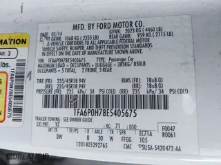 2014 Ford Fusion SE with VIN 1FA6P0H78E5405675, listed as a IAAI auction lot 41834094 with 245,257 mi miles. Bid and sale history available at carsss.com. Image 9.