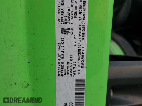 2023 Ram ProMaster Cargo with VIN 3C6MRVJG4PE507234, listed as a Copart auction lot 44520365 with Not Provided miles and Salvage Title. Bid and sale history available at DreamBid. Image 13.