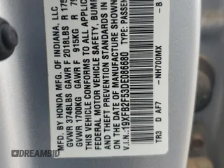 2013 Honda Civic LX z VIN 19XFB2F53DE086680, wystawiony jako Copart lot #58041925 z przebiegiem 112 338 mil mil oraz Szkoda całkowita • Salvage title. Historia ofert i sprzedaży dostępna na DreamBid. Obrazek 12.