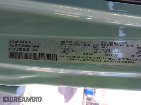 2024 Jeep Wrangler Willys с VIN 1C4RJXN67RW169632, выставлен на аукционе IAAI как лот 42074574 с пробегом 18 714 миль миль и . История ставок и продаж доступна на DreamBid. Изображение 9.