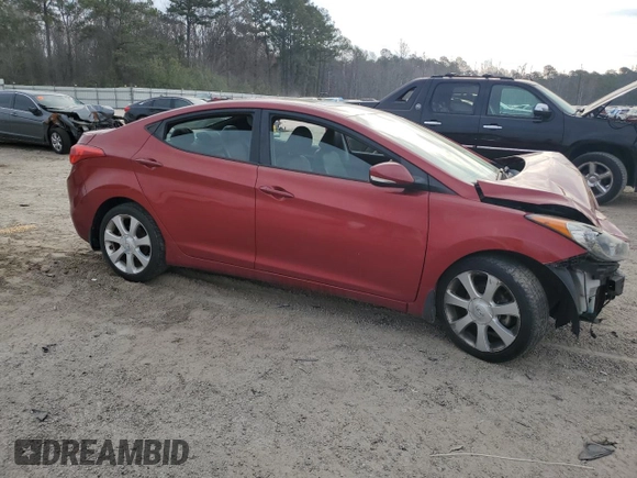 2013 Hyundai Elantra Limited with VIN 5NPDH4AEXDH396023, listed as a Copart auction lot 49030115 with 107,419 mi miles and Salvage Title. Bid and sale history available at DreamBid. Image 4.