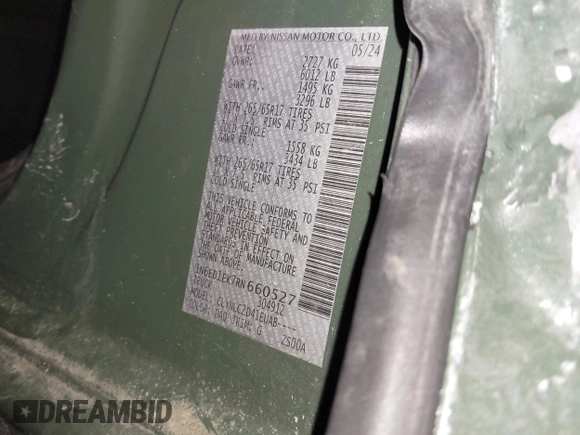 2024 Nissan Frontier Pro-4X with VIN 1N6ED1EK7RN660527, listed as a IAAI auction lot 41157416 with 10,032 mi miles and . Bid and sale history available at DreamBid. Image 9.