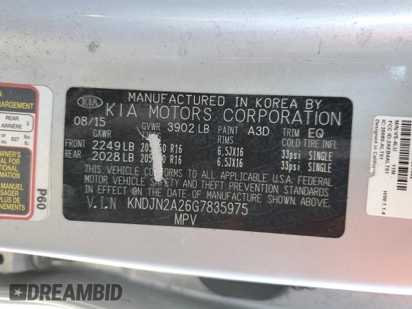 2016 Kia Soul with VIN KNDJN2A26G7835975, listed as a Copart auction lot 49931545 with 92,621 mi miles and Clean Title. Bid and sale history available at carsss.com. Image 12.
