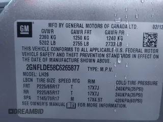 2012 Chevrolet Equinox LT w/1LT with VIN 2GNFLDE58C6265877, listed as a IAAI auction lot 41604724 with 999,999 mi miles. Bid and sale history available at carsss.com. Image 9.