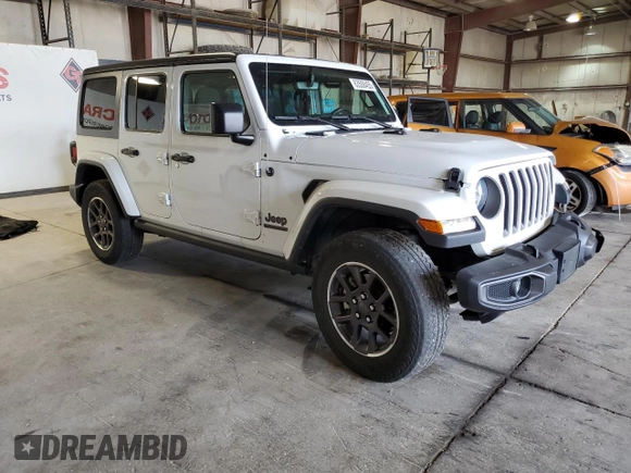 2021 Jeep Wrangler Unlimited 80th Anniversary z VIN 1C4HJXDG4MW636892, wystawiony jako Copart lot #63508455 z przebiegiem 29 208 mil mil oraz Szkoda całkowita • Salvage title. Historia ofert i sprzedaży dostępna na DreamBid. Obrazek 4.