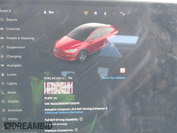 2022 Tesla Model X Plaid with VIN 7SAXCBE60NF330246, listed as a IAAI auction lot 41477394 with 51,612 mi miles and . Bid and sale history available at DreamBid. Image 7.