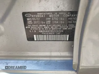2013 Hyundai Elantra GLS with VIN KMHDH4AE8DU536524, listed as a IAAI auction lot 42213194 with 178,343 mi miles and . Bid and sale history available at DreamBid. Image 9.