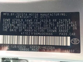 2021 Toyota Avalon XSE Nightshade with VIN 4T1EZ1FB6MU069666, listed as a IAAI auction lot 41684183 with 75,320 mi miles. Bid and sale history available at carsss.com. Image 9.