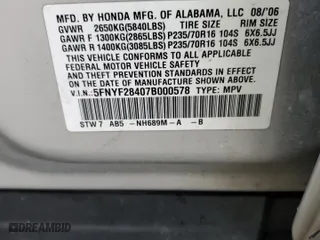 2007 Honda Pilot EX with VIN 5FNYF28407B000578, listed as a Copart auction lot 49530755 with 234,447 mi miles and Clean Title. Bid and sale history available at carsss.com. Image 13.