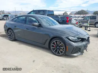 2023 BMW i4 M50 with VIN WBY33AW01PFR39908, listed as a IAAI auction lot 41598780 with 13,270 mi miles. Bid and sale history available at carsss.com. Image 1.