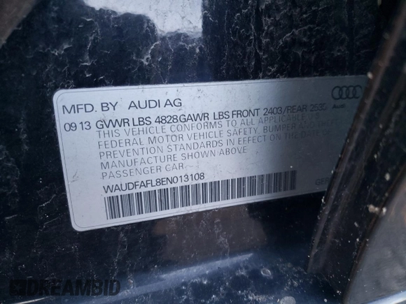 2014 Audi A4 Premium z VIN WAUDFAFL8EN013108, wystawiony jako Copart lot #84767254 z przebiegiem 116 648 mil mil oraz Czysty tytuł • Clean title. Historia ofert i sprzedaży dostępna na DreamBid. Obrazek 12.