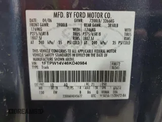 2006 Ford F-150 XLT with VIN 1FTPW14V46KD40984, listed as a Copart auction lot 44143115 with 163,856 mi miles and Clean Title. Bid and sale history available at carsss.com. Image 15.