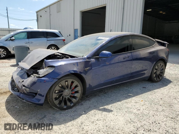 2023 Tesla Model 3 Performance z VIN 5YJ3E1EC4PF558646, wystawiony jako Copart lot #55201985 z przebiegiem 24 455 mil mil oraz Nie do naprawy • Non repairable. Historia ofert i sprzedaży dostępna na DreamBid. Obrazek 1.