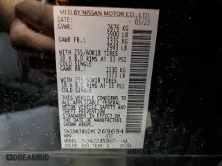 2023 Nissan Pathfinder SV with VIN 5N1DR3BD2PC269694, listed as a Copart auction lot 48601605 with 33,232 mi miles and Salvage Title. Bid and sale history available at carsss.com. Image 15.