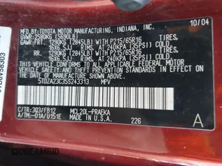2005 Toyota Sienna CE with VIN 5TDZA23C35S243313, listed as a Copart auction lot 49346095 with 224,913 mi miles and Salvage Title. Bid and sale history available at carsss.com. Image 15.