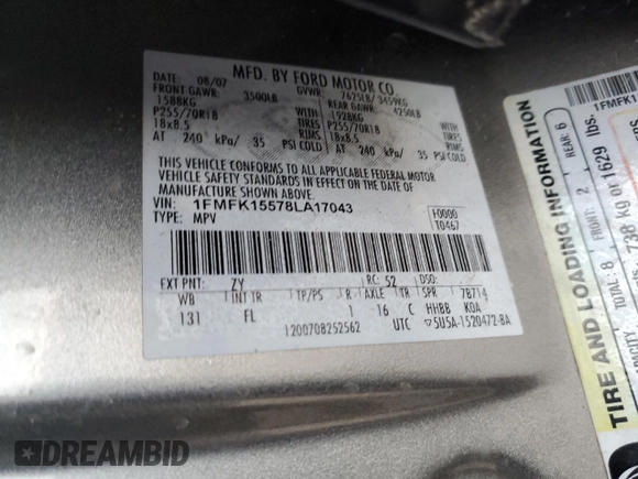 2008 Ford Expedition Max SSV with VIN 1FMFK15578LA17043, listed as a Copart auction lot 43451215 with 211,391 mi miles and Salvage title. Bid and sale history available at DreamBid. Image 13.
