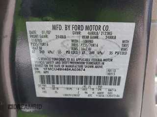 2008 Ford Escape Hybrid z VIN 1FMCU49H48KA03674, wystawiony jako IAAI lot #42587791 z przebiegiem 160 202 mil mil oraz . Historia ofert i sprzedaży dostępna na DreamBid. Obrazek 9.
