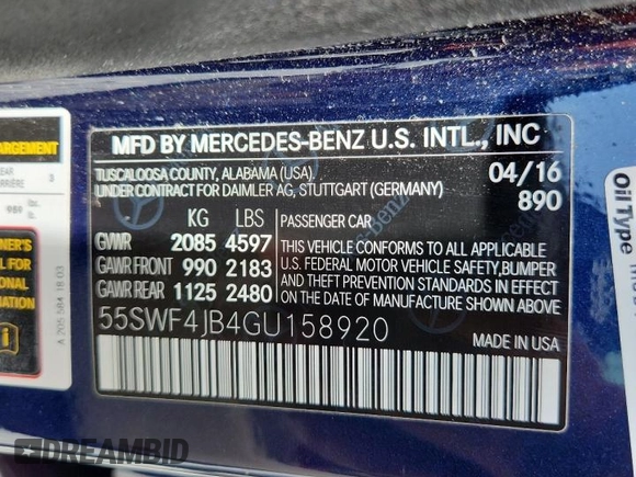2016 Mercedes-Benz C 300 z VIN 55SWF4JB4GU158920, wystawiony jako Copart lot #60899165 z przebiegiem 53 466 mil mil oraz Szkoda całkowita • Salvage title. Historia ofert i sprzedaży dostępna na DreamBid. Obrazek 13.