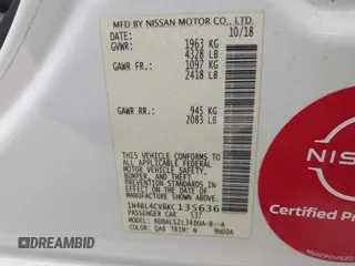 2019 Nissan Altima 2.5 SR with VIN 1N4BL4CV8KC135636, listed as a IAAI auction lot 41635760 with 60,087 mi miles. Bid and sale history available at carsss.com. Image 9.