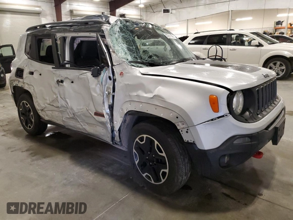 2017 Jeep Renegade Trailhawk with VIN ZACCJBCB2HPF93496, listed as a Copart auction lot 57511145 with 81,163 mi miles and Salvage title. Bid and sale history available at DreamBid. Image 4.