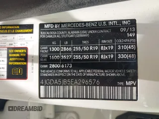 2014 Mercedes-Benz M 350 with VIN 4JGDA5JB5EA296576, listed as a IAAI auction lot 42274692 with 155,604 mi miles and . Bid and sale history available at DreamBid. Image 9.
