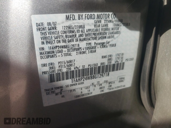 2008 Ford Taurus SEL with VIN 1FAHP24W88G129718, listed as a Copart auction lot 74993114 with 116,096 mi miles and Salvage Title. Bid and sale history available at carsss.com. Image 13.