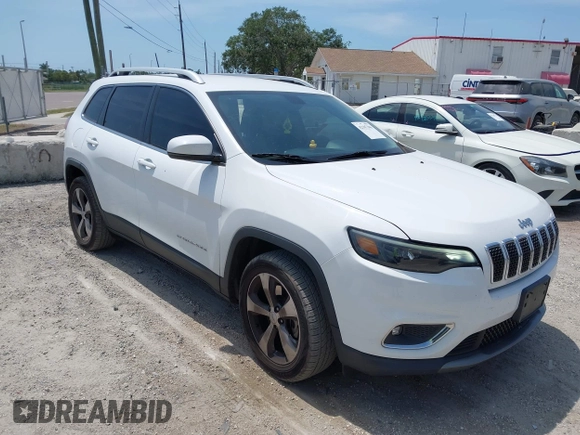 2019 Jeep Cherokee Limited with VIN 1C4PJLDB8KD402904, listed as a IAAI auction lot 42107306 with 96,677 mi miles and . Bid and sale history available at DreamBid. Image 1.