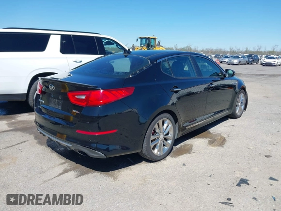2015 Kia Optima SX Turbo with VIN 5XXGR4A62FG419859, listed as a IAAI auction lot 41805481 with 166,602 mi miles. Bid and sale history available at carsss.com. Image 4.
