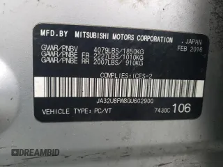 2016 Mitsubishi Lancer GT with VIN JA32U8FW8GU602900, listed as a Copart auction lot 46833514 with 178,740 mi miles and Clean Title. Bid and sale history available at carsss.com. Image 12.