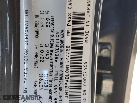 2021 Mazda 3 Select with VIN JM1BPABL0M1327788, listed as a Copart auction lot 76155334 with 39,359 mi miles and Salvage Title. Bid and sale history available at DreamBid. Image 12.