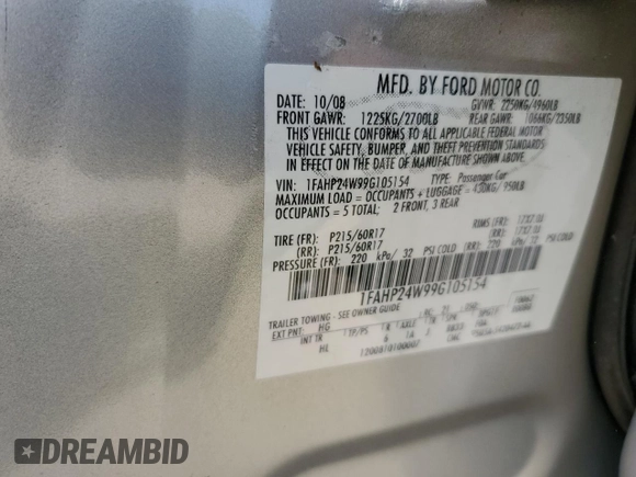 2009 Ford Taurus SEL with VIN 1FAHP24W99G105154, listed as a Copart auction lot 69207174 with 78,918 mi miles and Salvage Title. Bid and sale history available at carsss.com. Image 12.