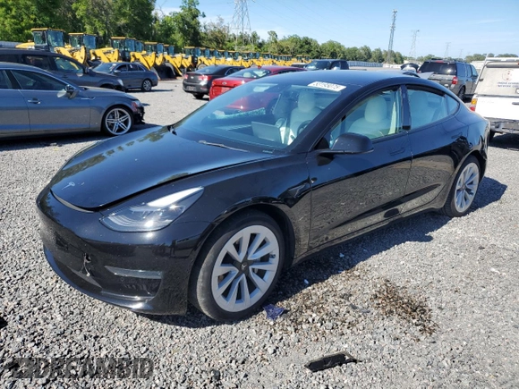 2022 Tesla Model 3 with VIN 5YJ3E1EA5NF102554, listed as a Copart auction lot 53195075 with 62,453 mi miles and Salvage Title. Bid and sale history available at DreamBid. Image 1.