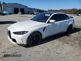2021 BMW M3 with VIN WBS53AY03MFL44022, listed as a Copart auction lot 84827604 with 50,406 mi miles and Salvage Title. Bid and sale history available at carsss.com. Image 1.