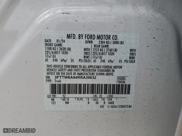 2024 Ford Maverick XL with VIN 3FTTW8A94RRA39632, listed as a Copart auction lot 77069324 with 0 mi miles and Non Repairable. Bid and sale history available at carsss.com. Image 13.