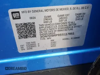 2025 Chevrolet Equinox EV RS z VIN 3GN7DSRP9SS117951, wystawiony jako Copart lot #43405775 z przebiegiem 1 784 mil mil oraz Czysty tytuł • Clean title. Historia ofert i sprzedaży dostępna na DreamBid. Obrazek 13.