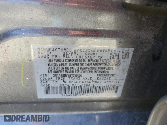 2022 Nissan Sentra SR with VIN 3N1AB8DV2NY229556, listed as a Copart auction lot 50306535 with 47,121 mi miles and Salvage Title. Bid and sale history available at carsss.com. Image 15.