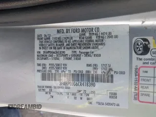 2012 Ford Fusion SEL with VIN 3FAHP0JG6CR418390, listed as a IAAI auction lot 41900696 with 148,424 mi miles. Bid and sale history available at carsss.com. Image 9.