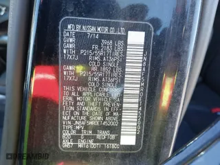2014 Nissan Juke S with VIN JN8AF5MR0ET452002, listed as a IAAI auction lot 41483717 with 1 mi miles. Bid and sale history available at carsss.com. Image 9.