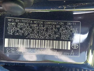 2011 Toyota Prius I with VIN JTDKN3DU0B1401019, listed as a IAAI auction lot 41218728 with 180,039 mi miles and . Bid and sale history available at DreamBid. Image 9.