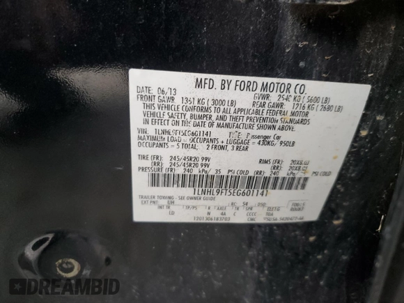 2014 Lincoln MKS EcoBoost z VIN 1LNHL9FT5EG601141, wystawiony jako Copart lot #86497854 z przebiegiem 136 915 mil mil oraz Szkoda całkowita • Salvage title. Historia ofert i sprzedaży dostępna na DreamBid. Obrazek 12.