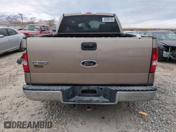 2005 Ford F-150 XLT with VIN 1FTPW14505KB44720, listed as a Copart auction lot 42206155 with 0 mi miles and Salvage Title. Bid and sale history available at carsss.com. Image 6.