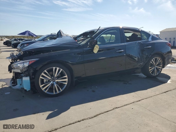 2021 Infiniti Q50 3.0t SIGNATURE EDITION with VIN JN1EV7CPXMM700442, listed as a Copart auction lot 77664694 with 0 mi miles and Non Repairable. Bid and sale history available at carsss.com. Image 1.