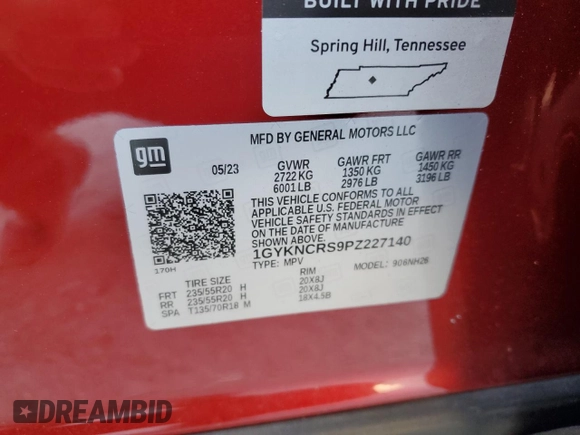 2023 Cadillac XT5 FWD Premium Luxury with VIN 1GYKNCRS9PZ227140, listed as a Copart auction lot 88144265 with 14,531 mi miles and Salvage Title. Bid and sale history available at carsss.com. Image 12.