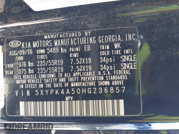 2017 Kia Sorento SX z VIN 5XYPK4A50HG236857, wystawiony jako IAAI lot #41727918 z przebiegiem 112 677 mil mil oraz . Historia ofert i sprzedaży dostępna na DreamBid. Obrazek 9.