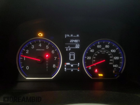 2007 Honda CR-V EX-L with VIN JHLRE48787C006741, listed as a Copart auction lot 55336195 with 224,907 mi miles and Salvage Title. Bid and sale history available at DreamBid. Image 9.