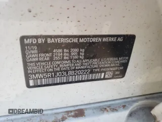 2020 BMW 3 Series 330i with VIN 3MW5R1J03L8B20222, listed as a Copart auction lot 59477362 with Not Provided miles. Bid and sale history available at carsss.com. Image 10.